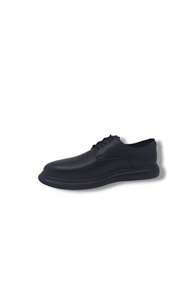 Zerhan 249 Men's Black Lace-Up Genuine Leather Casual Shoes