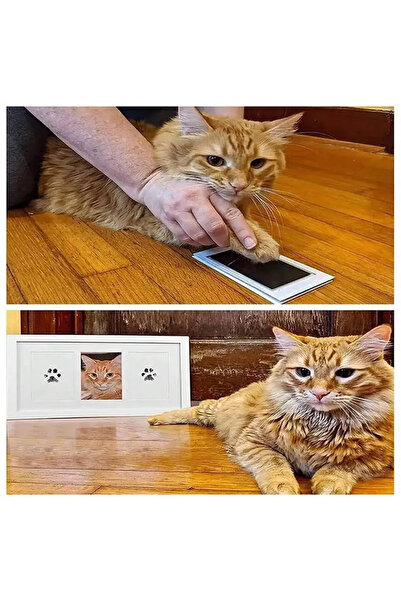 TechnoSmart Pati İzi Fotoğraf Çerçevesi – Kedi Köpek Hatırası, Ahşap Dekoratif Çerçeve Patili Dostlarınız İçin