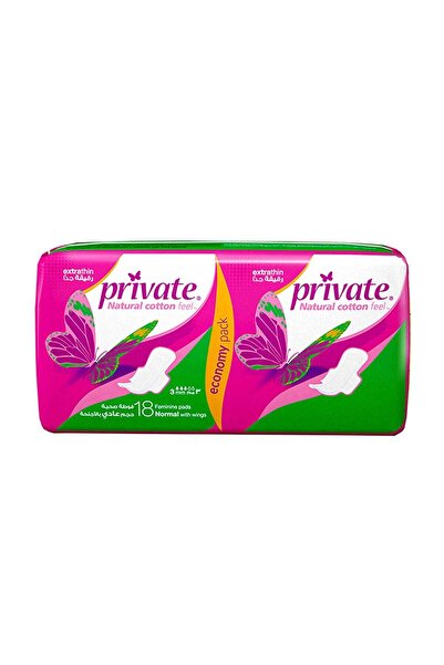 PRİVATE Sanitary Pads, Ultra Thin, Regular Size, 18 Pieces, White 3mm