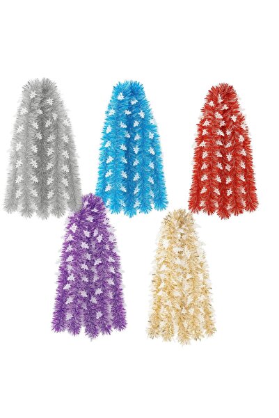 First Choice 10 Christmas Tinsel 10/pack with White Decorative Flakes, 180x10cm, Various Colors (Wholesale)