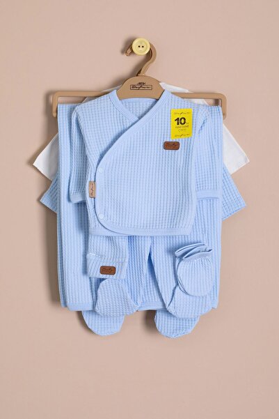 Cansın Mini Blue Baby Boy Honeycomb Hospital Discharge Set of 10 23327