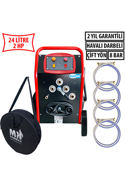 KM KAMMAK Havalı Darbeli 2 HP 24 LT Kompresörlü Petek Temizleme Makinası Blac...