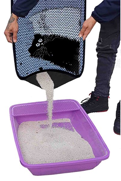 eryatex Büyük Boy Renkli Desenli Elekli Kedi Tuvaleti Önü Kum Paspası Kum Top...