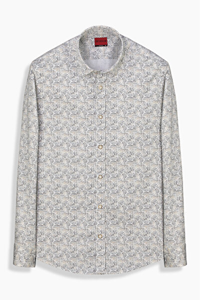 Sarar İNTERVİEW Artos Lacivert Desenli Pamuklu Gömlek