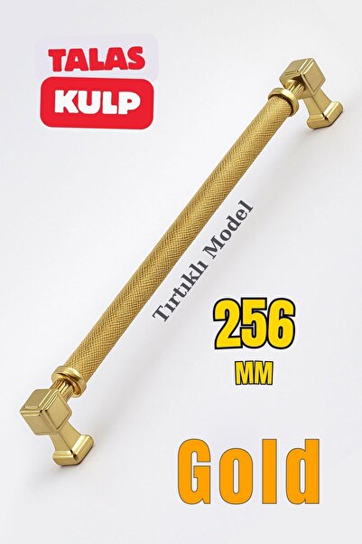 Badem10 Talas Tırtıklı Gold Altın 256 mm Metal Kulp Kapak Kulpu Dayanıklı Mob...
