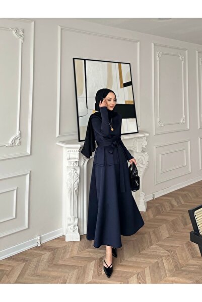 Bahar Altundemir طقم نسائي أنيق يتكون من بلوزة بحزام خصر وتنورة منتفخة