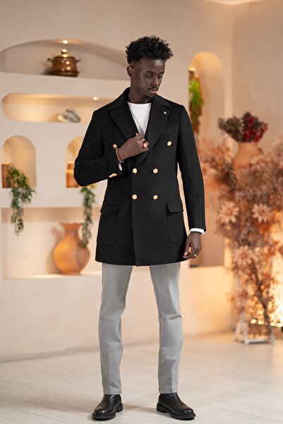 Paul Martin Italian Collar Woolen K Double-Breasted Cashmere Coat