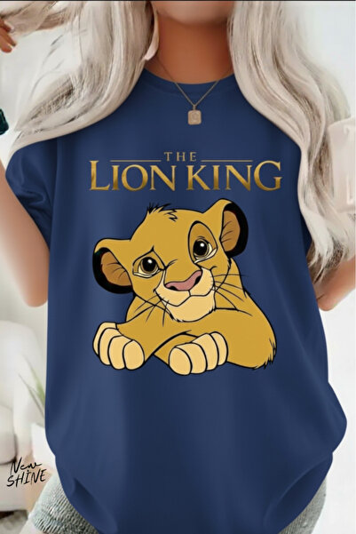 New Shine تي شيرت الأسد الملك مطبوع قصة فضفاضة