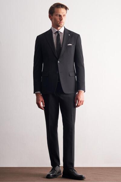İmza Navy Blue Swallow Collar Striped 6 Drop Slim Fit Full Lining Flexible Su...