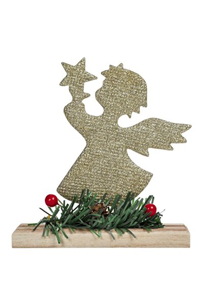 OEM Metal Christmas Decoration Angel Cone with Gold Glitter, 14 cm