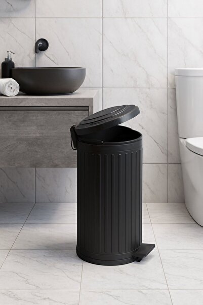 Begin Power Vintage 16 Lt Trash Can with Slow Close Lid Office Kitchen Bathroom Balcony Trash Can Black