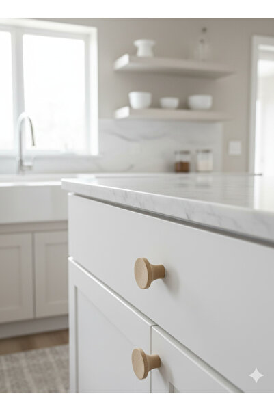 NİRVANA WOOD Wooden Handle Solid Wood – Natural Country Look, Decorative Cabinet Handle