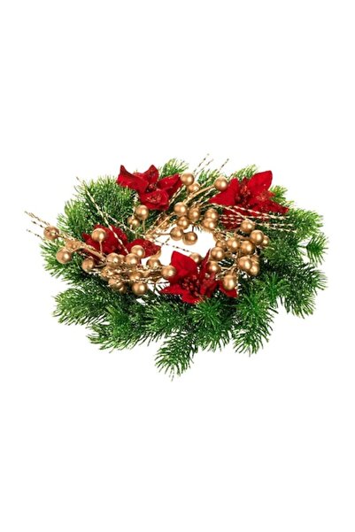 OEM Inel decorativ pentru lumânare de Crăciun cu crenguțe verzi și fructe de ...