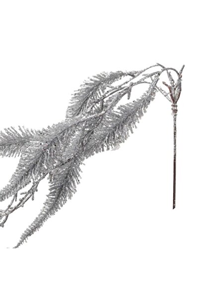 OEM Creangă decorativă de Crăciun cu sclipici argintiu 103cm