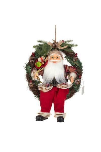 OEM Coroană de Crăciun cu LED-uri cu Moș Crăciun, 45 cm, multicoloră