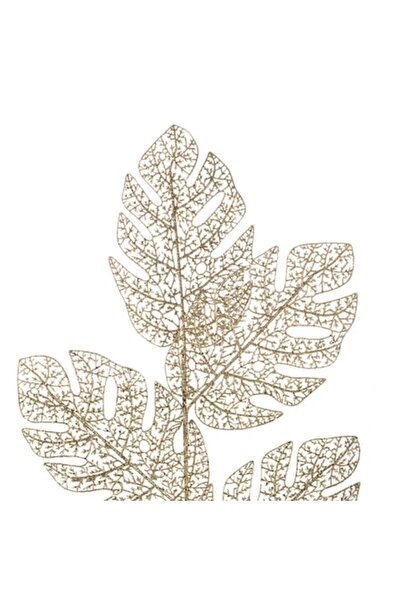 OEM Creangă decorativă de Crăciun cu frunze late și sclipici auriu 85 cm