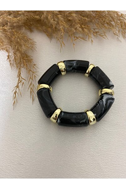 BIJUTERI Gold Detailed Elastic Bone Bracelet