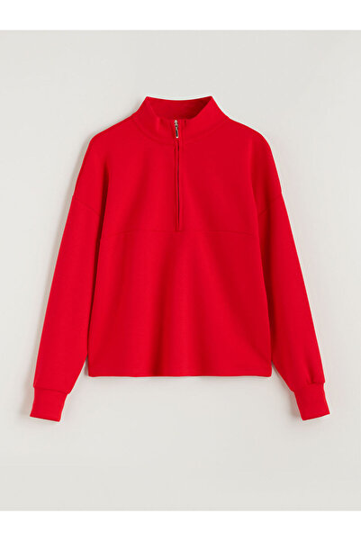 LC Waikiki Red Mock Neck Women's Sweatshirt