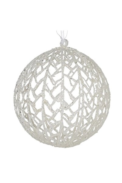 OEM Ornament de Crăciun pentru brad, glob iridescent alb, 15 cm