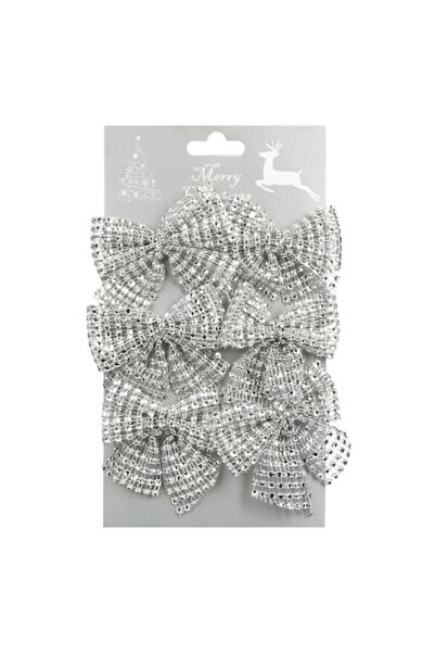 OEM Set de 6 fundițe decorative de Crăciun argintii, 8 cm