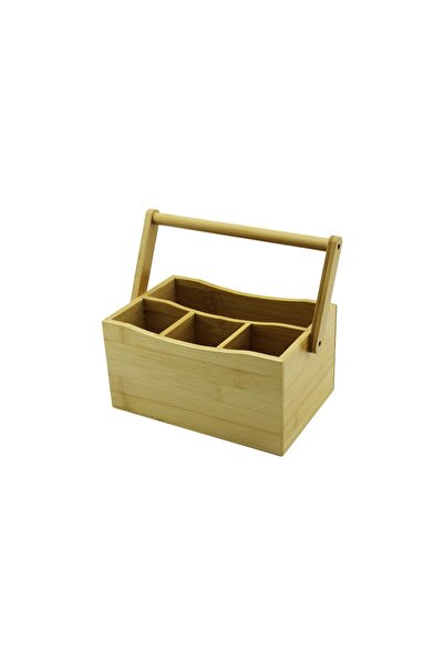 Go İthalat With Carrying Handle - 3+1 Compartmented Counter Top Bamboo - Wood...