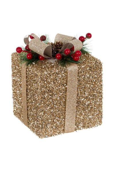 OEM Decorațiune de Crăciun (cadou), spumă cu panglică, bej cu conuri de pin, ...