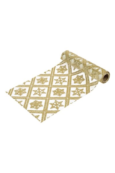 OEM Rolă de material decorativ de Crăciun cu fulgi de zăpadă, alb și auriu, 5...