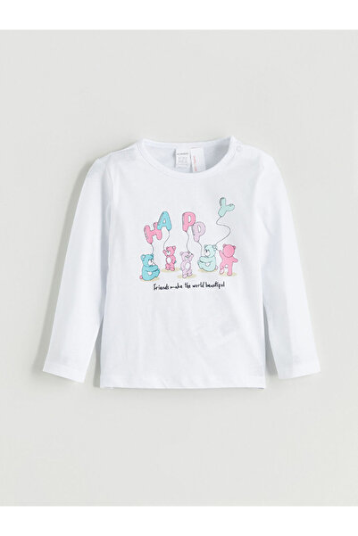 LC Waikiki White Crew Neck Baby Girl Pajama Set