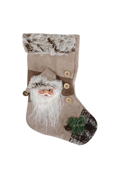 OEM Decorative Christmas Boot with 3D Santa, Brown, 30x18 cm