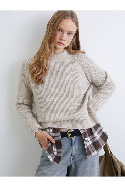 LC Waikiki Xside Beige Half Turtleneck Women's Knitwear Sweater