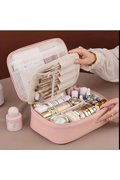 QUEVİLİY Makyaj çantası çok bölmeli geniş Makyaj Organizerı su geçirmez sökül...
