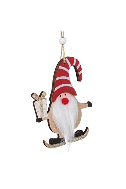 OEM Wooden Christmas Tree Ornament - Gnome with Red Hat, 12 cm