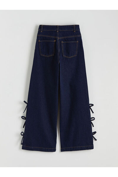 LC Waikiki Indigo Wideleg Bow Detailed Girls' Jeans