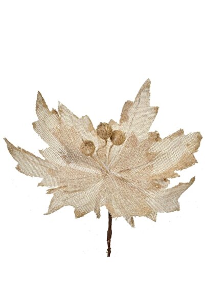 OEM Christmas Flower Clip Ornament, Linen, Cream, 25x18 cm