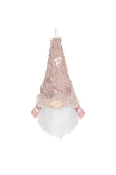 OEM Figurină gnom decorativ pentru brad de Crăciun cu căciulă roz de blană și...
