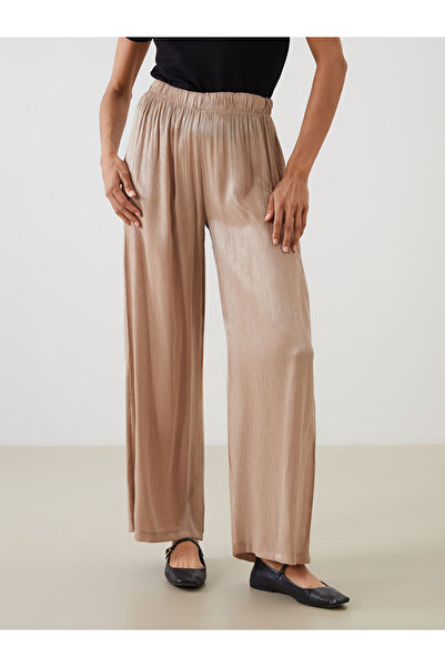 LC Waikiki Pink Elastic Waist Shiny Look Women's Trousers