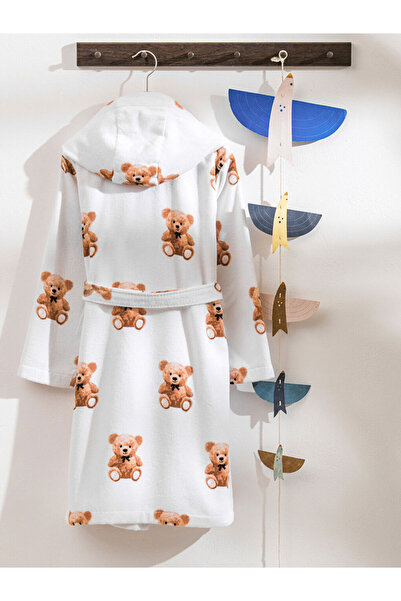 LC Waikiki Mixed Bear Teddy Printed Girl's Bathrobe