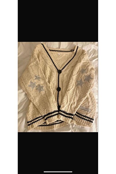 İsra Ayyıldız Moonstar Collection Taylor Swift Bej Örgü Oversize Hırka