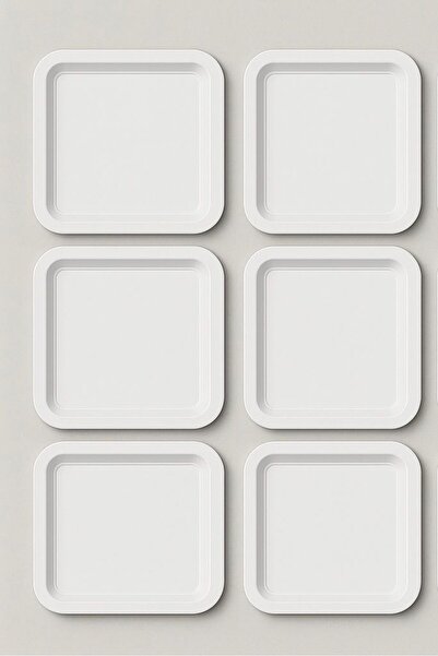 Fabrication 6'Lı Renkli Kırılmaz Plastik Kare Düz Kahve & Çay & Tatlı Sunum Tepsisi