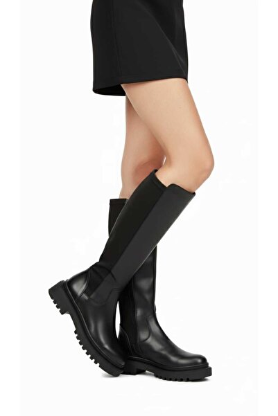 GNY AYAKKABI ΓΥΝΑΙΚΕΙΑ ΜΑΥΡΑ ΆΝΕΤΑ ΜΠΟΤΕΣ ΜΕ ΧΟΝΤΡΗ ΣΟΛΑ ΠΟΛΥΔΑΛΓΙΚΟ ΕΠΙΠΕΔΟ