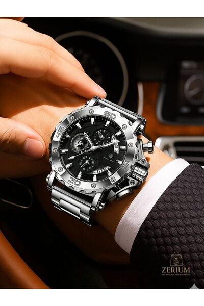 ZERİUM Grand Prestige Pro– 3Atm Multifunctional Quartz Men's Watch with Stopwatch and Calendar