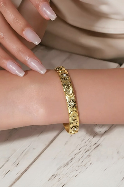 Sevil Gülgün Atelier Güneş Ay Motifli Kelepçe Bileklik | Bohem Etnik Ayarlana...