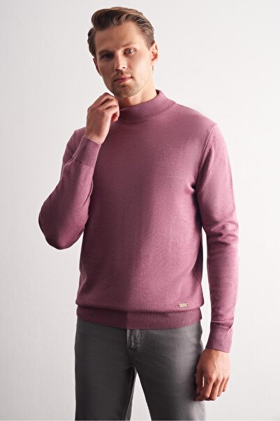 İmza Dusty Rose Half Turtleneck Pocketless Comfort Fit Classic Cotton Knitwear Sweater 1012255001