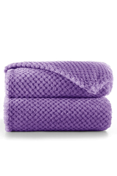 Deco King Patura in stil modern cu model jacquard in relief, Henry, 240 g/m2, 220x240 cm, mov