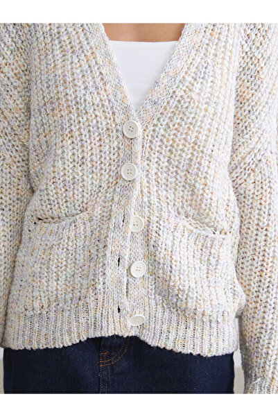 LC Waikiki Pink V-Neck Women's Knitwear Cardigan