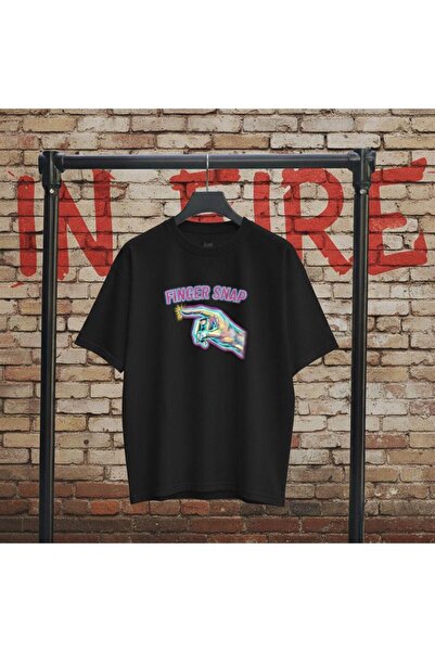 Infire clothing تي شيرت للجنسين قصة فضفاضة فنجر سناب مطبوع