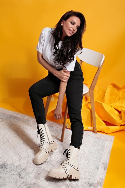 Vanilla Days Agatha Genuine Leather Winter Boots - Cream, 5cm Rubber Sole