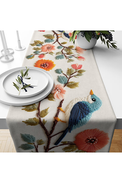 Filamente Digital cu imprimeu Runner - Aspect de broderie cu model de flori/p...