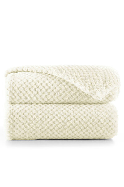 Deco King Patura in stil modern cu model jacquard in relief, Henry, 240 g/m2, 170x210 cm, crem