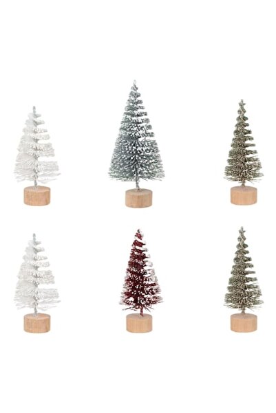 OEM Bradișori decorativi de Crăciun pe suport din lemn, multicolori, 7 cm - 6...